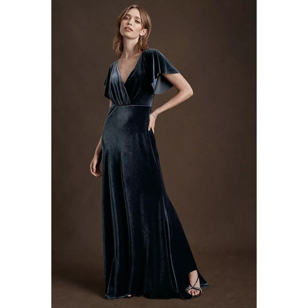Velvet V-Neck Maxi Dress in Deep Teal